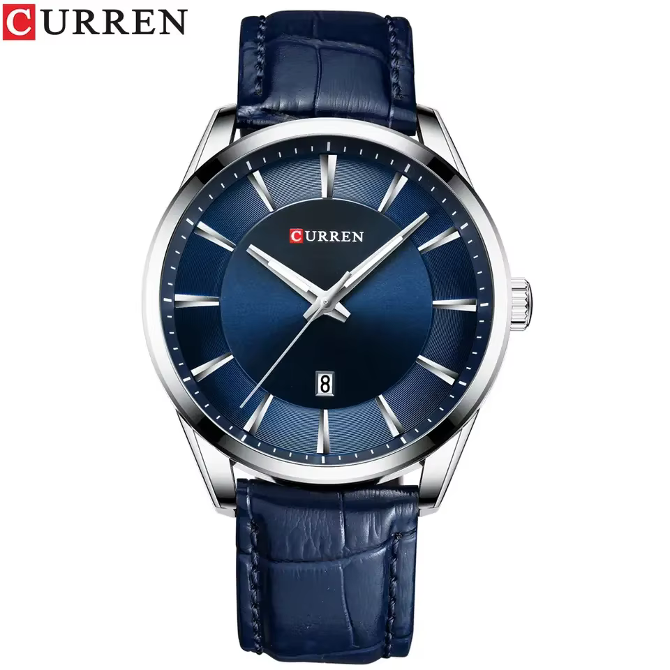 Curren Luminous Leather Strap Watch with Date